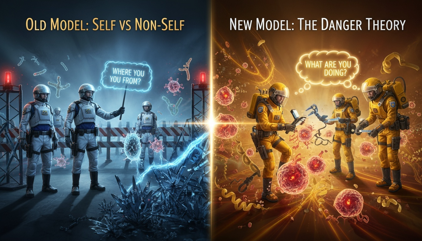 Comparison between traditional self vs non-self immune model and Matzinger's danger theory model